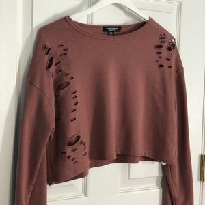 Distressed Cropped Sweater